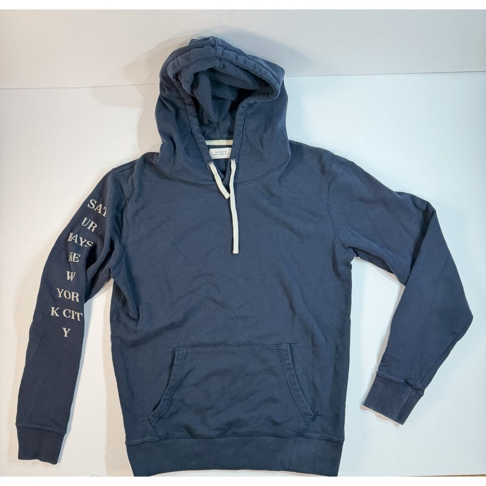 Saturdays NYC Hoodie Medium Navy Pullover Streetwear Minimal Logo